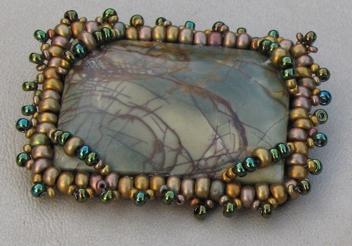 Picasso Jasper Beaded Necklace Pendant rectangle 